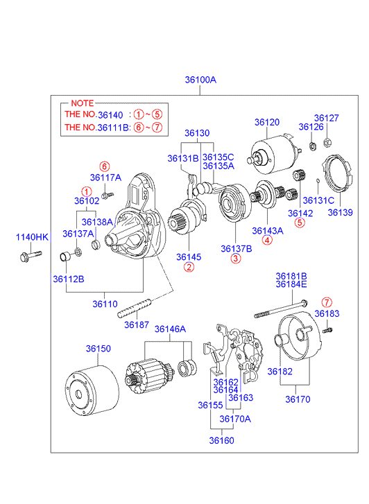 KIA 36100-23000 - Starter motor: 1 pcs. autospares.lv