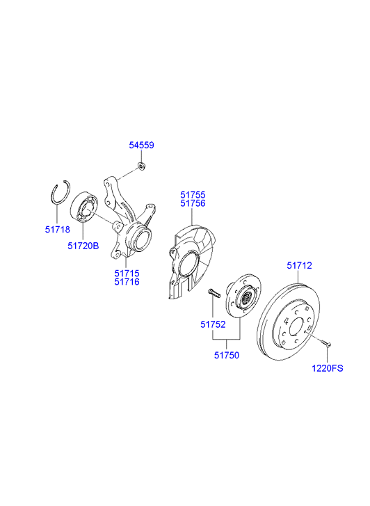 Hyundai 517122D310 - Front axle hub: 2 pcs. autospares.lv