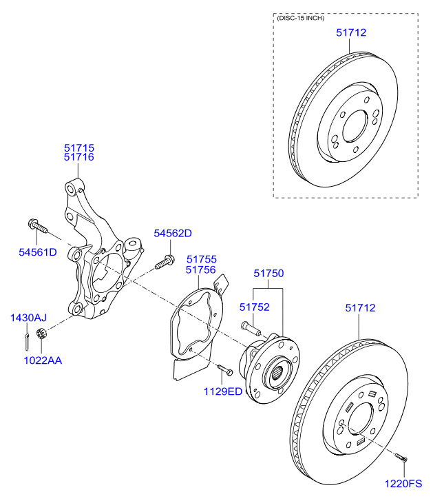 KIA 51712-A6000 - Front axle: 2 pcs. autospares.lv