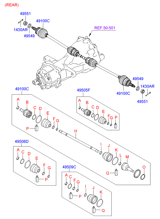 Hyundai 49609-2BA00 - Drive shaft - front: 2 pcs. autospares.lv