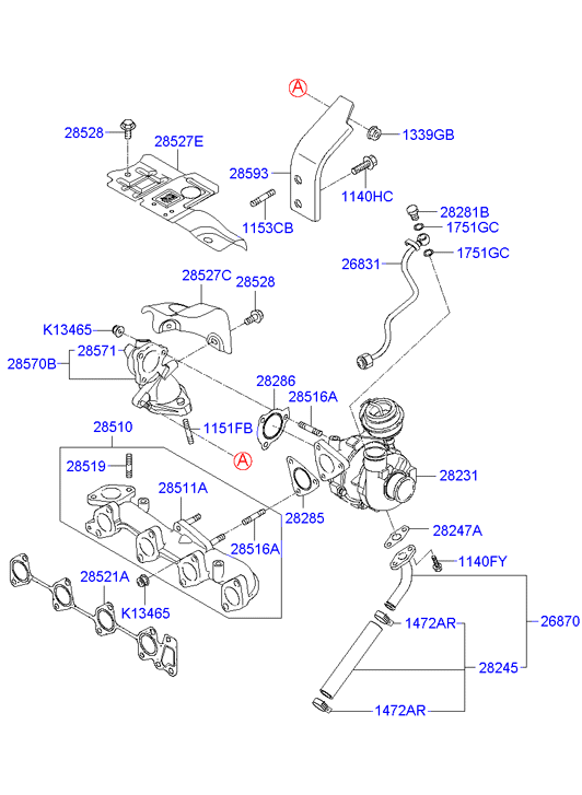 HYDRAULIC MACHINERY 28231-27810 - Exhaust manifold: 1 pcs. autospares.lv