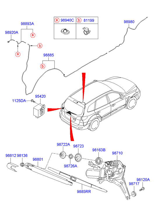 Hyundai 988112B000 - Rear wiper & washer: 1 pcs. autospares.lv