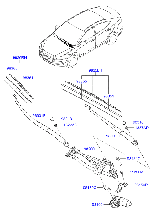 KIA 983602S000 - Windshield wiper: 1 pcs. autospares.lv