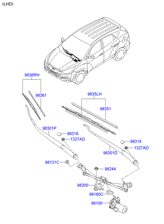 KIA 983602Y000 - Windshield wiper: 1 pcs. autospares.lv