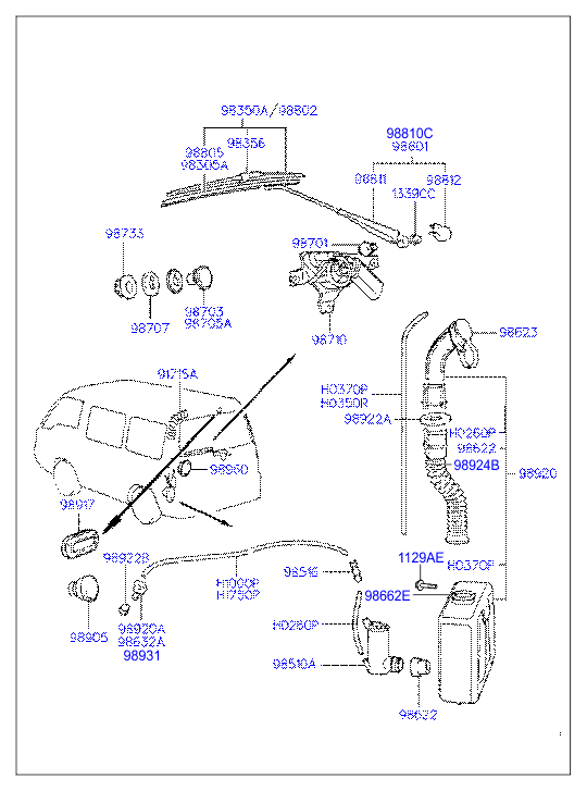 Hyundai 9836002000 - Window wiper - rear: 1 pcs. autospares.lv