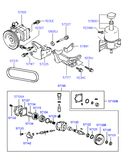 KIA 57181 4A000 - Power steering oil pump: 1 pcs. autospares.lv