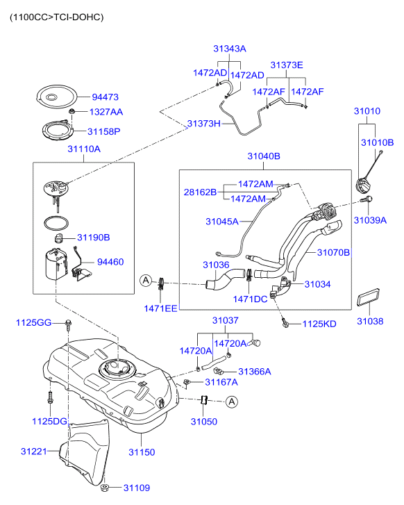 Hyundai 311100X000 - Fuel system: 1 pcs. autospares.lv