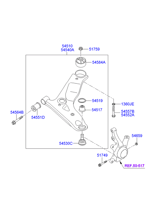 Hyundai 54501-0X200 - Front suspension lower arm: 1 pcs. autospares.lv