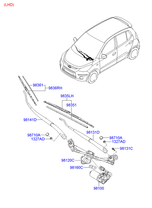 Hyundai 983600X000 - Windshield wiper: 1 pcs. autospares.lv