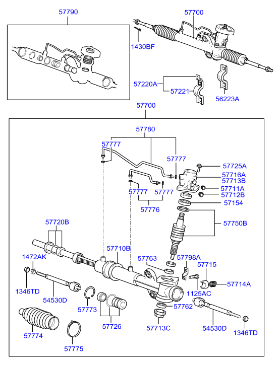 Hyundai 5652824000 - Power steering gearbox: 2 pcs. autospares.lv