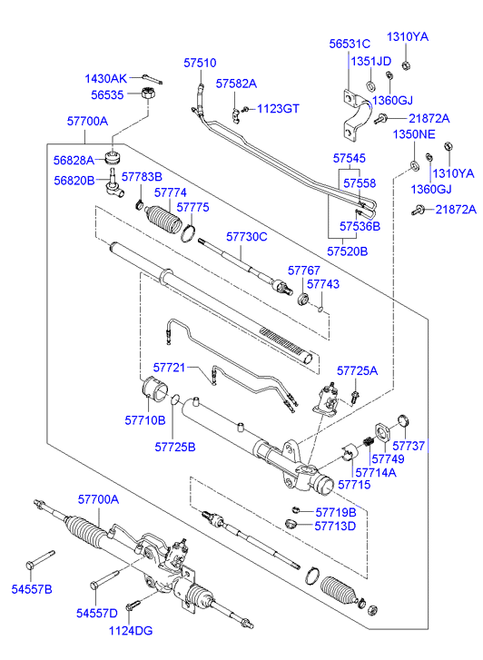 Hyundai 56820-47500 - Power steering gearbox: 2 pcs. autospares.lv