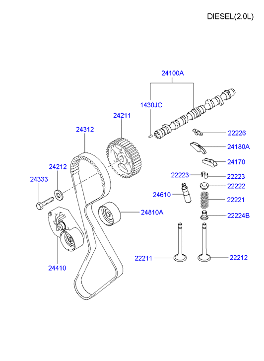 KIA 24410-23-500 - Camshaft & valve: 1 pcs. autospares.lv