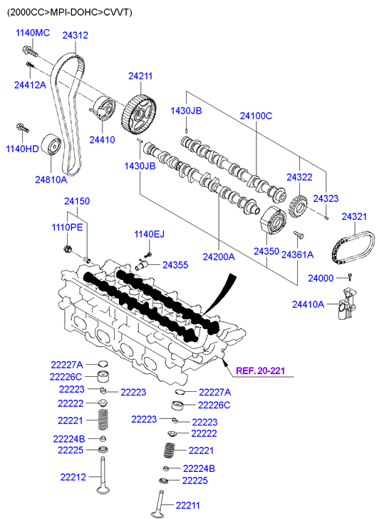 Hyundai 24312 23202 - Camshaft & valve: 1 pcs. autospares.lv