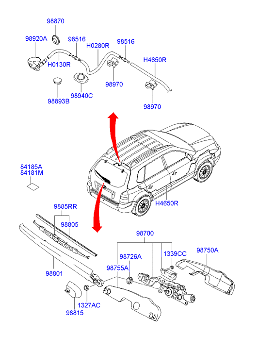 Hyundai 98811-2E000 - Rear wiper & washer: 1 pcs. autospares.lv