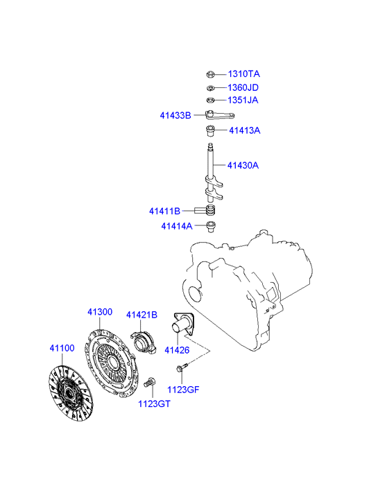 Hyundai 41421-39265 - Clutch & release fork: 1 pcs. autospares.lv