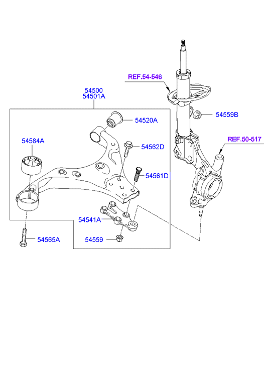 KIA 54501-2E100 - Front suspension lower arm: 1 pcs. autospares.lv