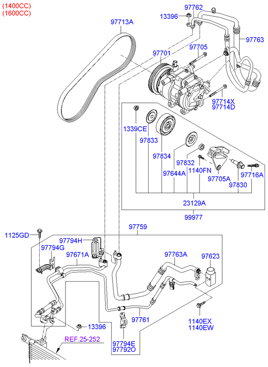 Hyundai 977131E000 - V-Ribbed Belt autospares.lv