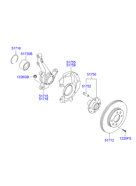 Hyundai 517120U000 - Front axle: 2 pcs. autospares.lv