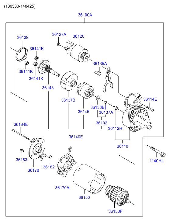 Hyundai 36100-2B602 - Starter: 1 pcs. autospares.lv