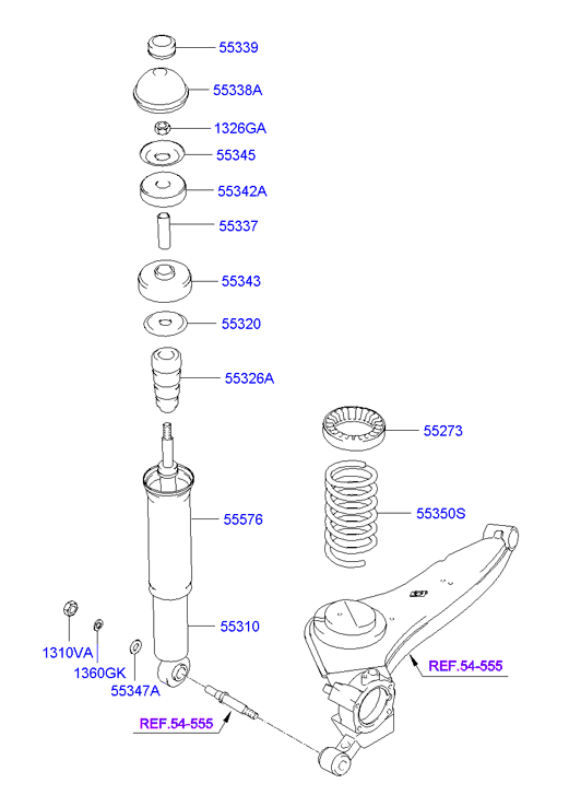 Ssangyong 5530526200 - Rear shock absorber & spring: 2 pcs. autospares.lv