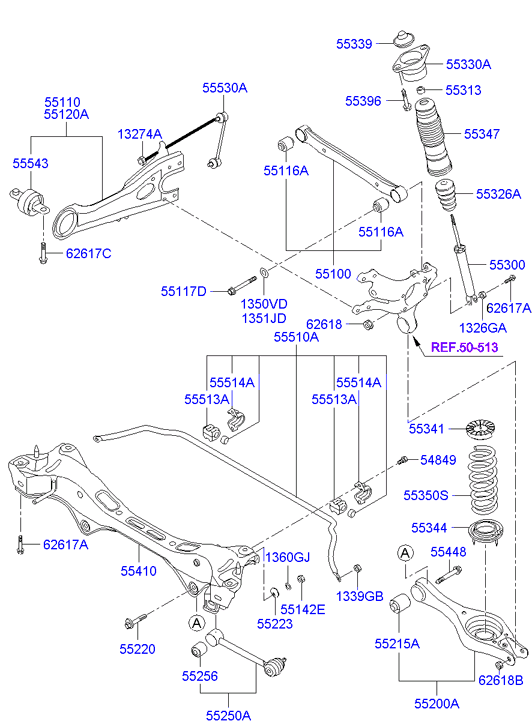 KIA 55543-2H000 - Rear suspension & shock absorber: 2 pcs. autospares.lv