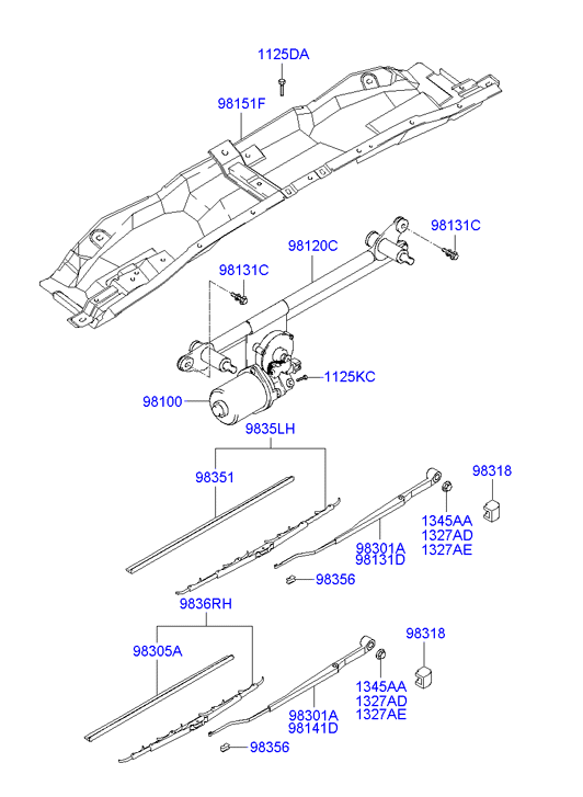 Hyundai 98360 1C000 - Windshield wiper: 1 pcs. autospares.lv