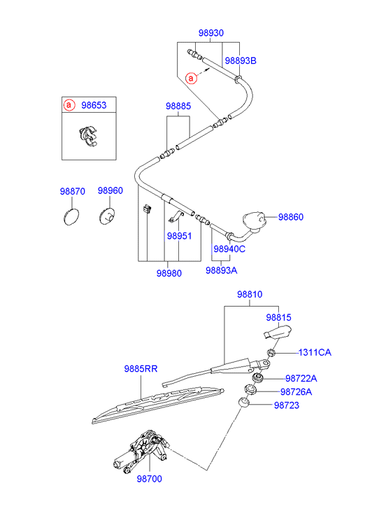 KIA 988201C000 - Rear wiper & washer: 1 pcs. autospares.lv