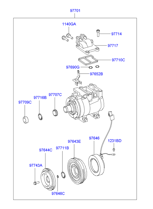 Hyundai 97701-25200 - A/c system - compressor: 1 pcs. autospares.lv