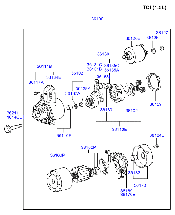 KIA 36100-27510 - Starter motor: 1 pcs. autospares.lv