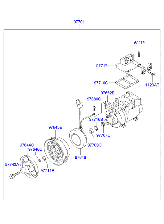 Hyundai 97701-2D100 - A/c system - compressor: 1 pcs. autospares.lv