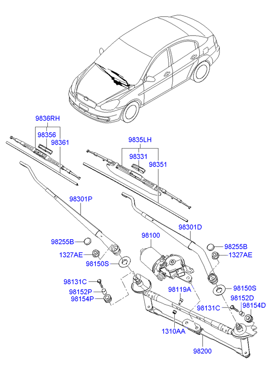 KIA 983602F000 - Windshield wiper: 1 pcs. autospares.lv