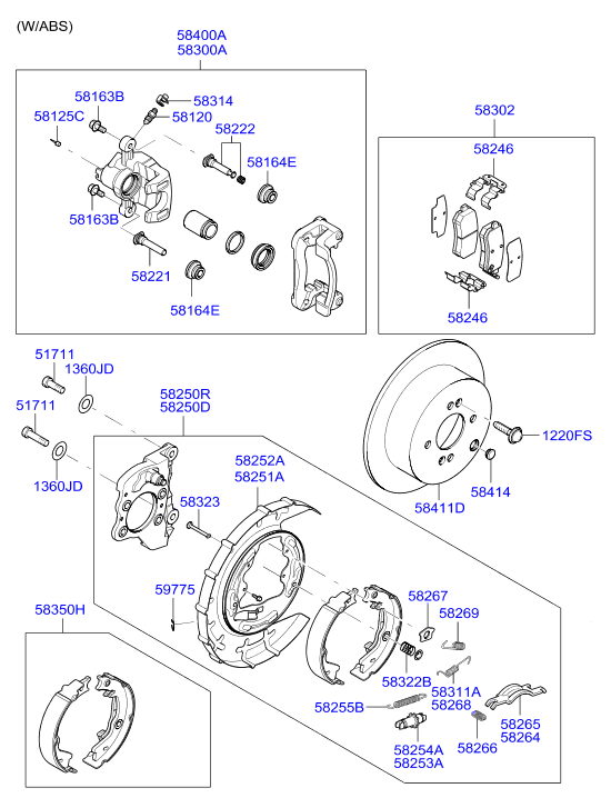 Hyundai 58302-1GA00 - Rear wheel brake: 1 pcs. autospares.lv