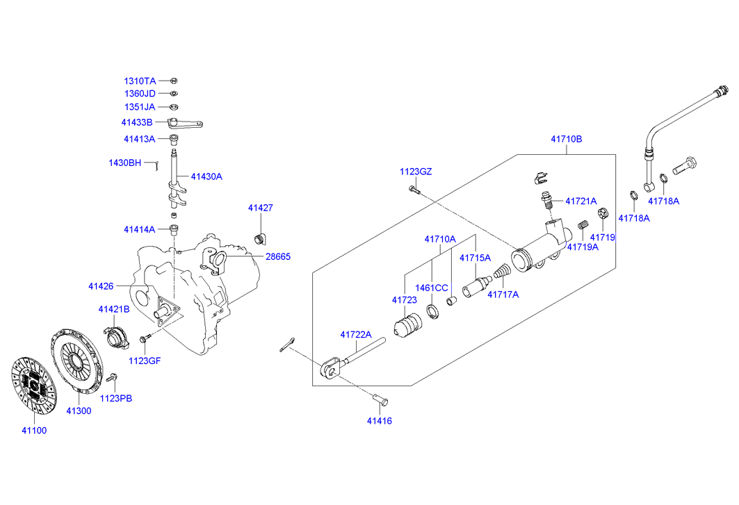 KIA 41300-39150 - Clutch & release fork: 1 pcs. autospares.lv