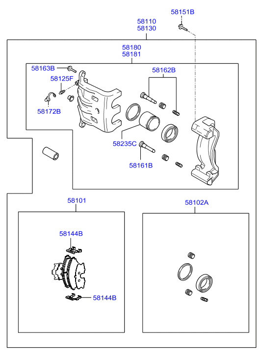 Hyundai 581903AA10 - Front wheel brake: 1 pcs. autospares.lv