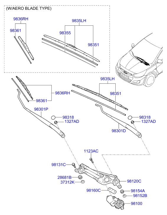 KIA 98350-1R100 - Windshield wiper: 1 pcs. autospares.lv