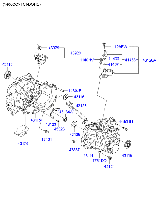 Hyundai 43119-39020 - Transaxle case - manual: 1 pcs. autospares.lv