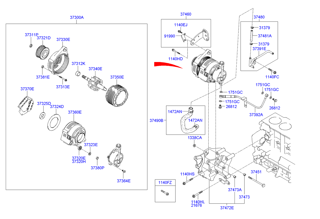 KIA 37300-27013 - Alternator: 1 pcs. autospares.lv