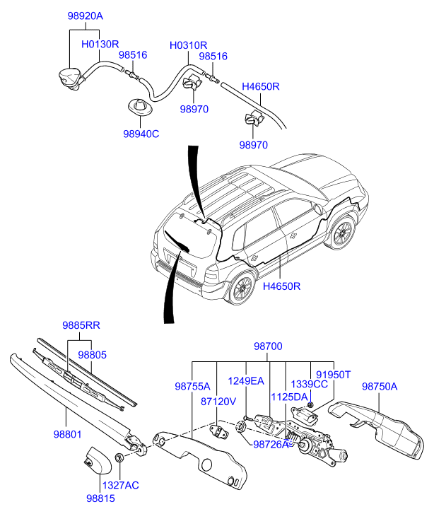 Hyundai 988112E500 - Rear wiper & washer: 1 pcs. autospares.lv