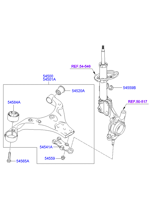 Hyundai 54501-2E001 - Front suspension lower arm: 1 pcs. autospares.lv