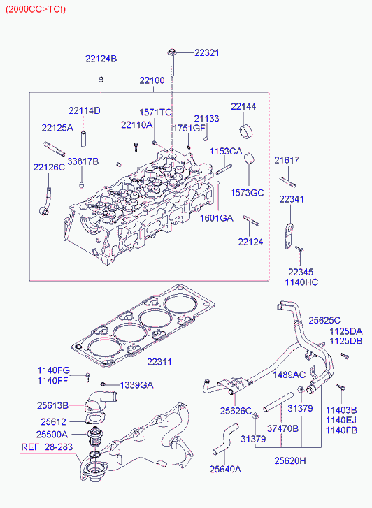 Hyundai 25612-26001 - Cylinder head: 1 pcs. autospares.lv