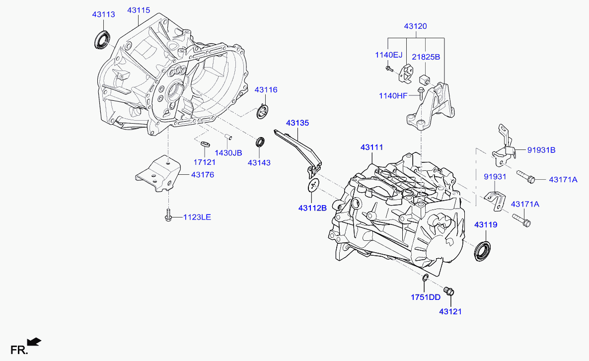 Hyundai 43134-02501 - Transaxle case - manual: 1 pcs. autospares.lv
