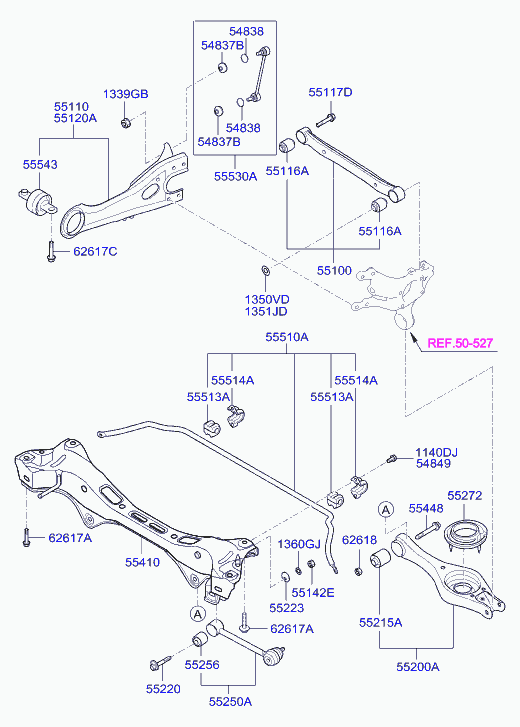 KIA 55530-2H000 - Rear suspension control arm: 2 pcs. autospares.lv