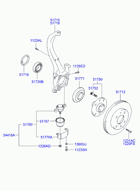 Hyundai 51718-38010 - Front axle hub: 1 pcs. autospares.lv