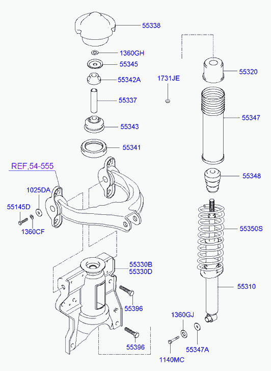 KIA 553113D602 - Rear shock absorber & spring: 1 pcs. autospares.lv