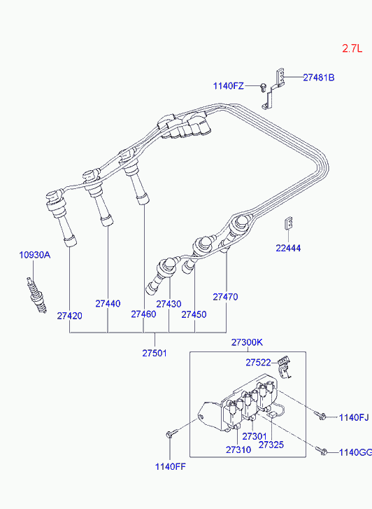 Mobis 1881111061 - Spark plug & cable: A pcs. autospares.lv
