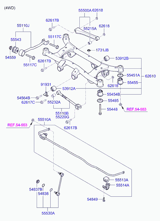 Hyundai 55220-2E500 - Rear suspension control: 2 pcs. autospares.lv