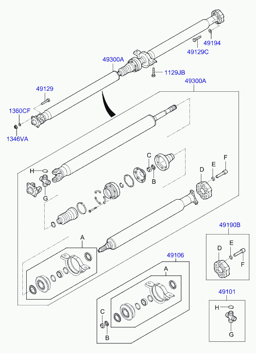 Hyundai 493002E050 - Propeller shaft: 1 pcs. autospares.lv