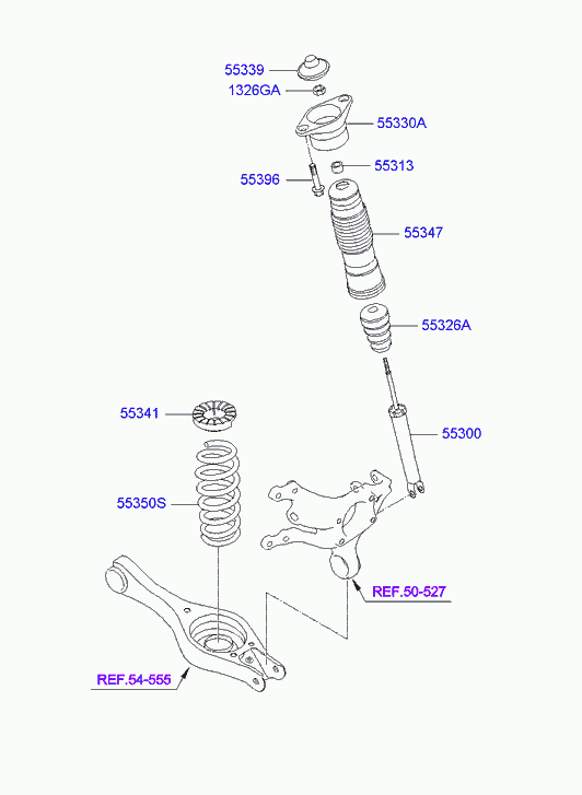 Hyundai 55311-2L100 - Rear spring & strut: 1 pcs. autospares.lv