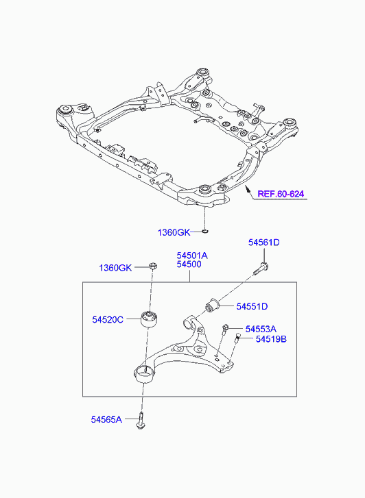 Buessing 54501-2H000 - Front suspension lower arm: 1 pcs. autospares.lv