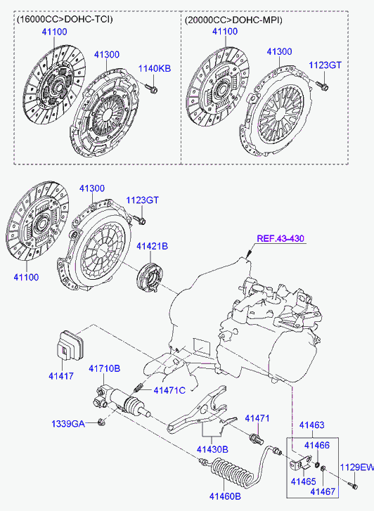 KIA 41421-32000 - Clutch & release fork: 1 pcs. autospares.lv